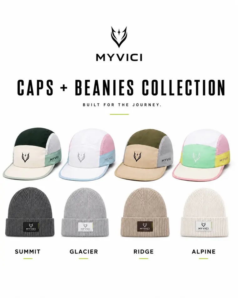 MYVICI caps and beanies development concepts for Summit, Glacier, Ridge and Alpine, not final production stock